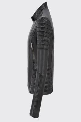women's black lambskin leather biker jacket classic moto zip style authentic elite 4