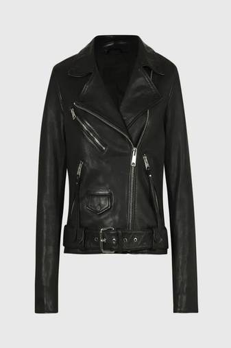 women's black lambskin leather biker jacket classic moto zip style authentic signature