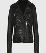 Women’s black genuine handmade casual biker style zipper