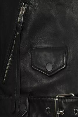 women's black lambskin leather biker jacket classic moto zip style authentic signature 4