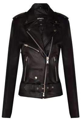 women's black lambskin leather biker jacket classic zip front style premium 1
