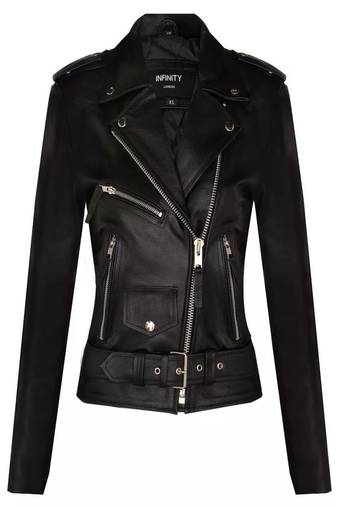 women's black lambskin leather biker jacket classic zip front style premium