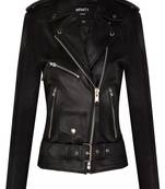 Women’s genuine leather stylish black motorcycle jacket zip front slim fit
