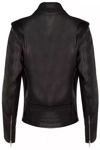 women's black lambskin leather biker jacket classic zip front style premium