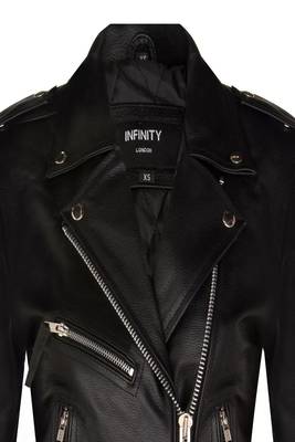 women's black lambskin leather biker jacket classic zip front style premium 3