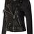 Women’s genuine leather stylish black motorcycle jacket zip front slim fit