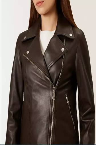 women's black lambskin leather biker jacket classic moto zip style authentic unique