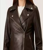 Women’s real lambskin brown  leather jacket black biker motorcycle slim fit stylish