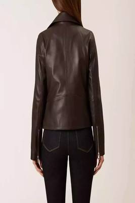 women's black lambskin leather biker jacket classic moto zip style authentic unique 3