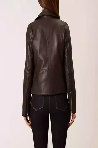 women's black lambskin leather biker jacket classic moto zip style authentic unique