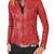Women’s genuine lambskin leather jacket red moto biker slim fit classic