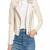 Women’s genuine  design soft lambskin leather jacket biker slim fit white color