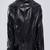 Women’s black lambskin leather cropped jacket simple bottom  front casual style