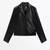 Women’s black color lambskin leather cropped jacket front casual style