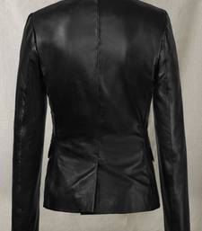 Women’s black  genuine leather crop jacket zip  detail minimalist biker jacket