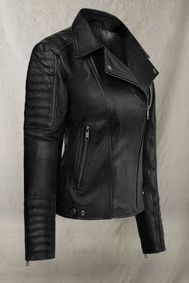 women's genuine lambskin leather jacket classic zip up style stylish 3