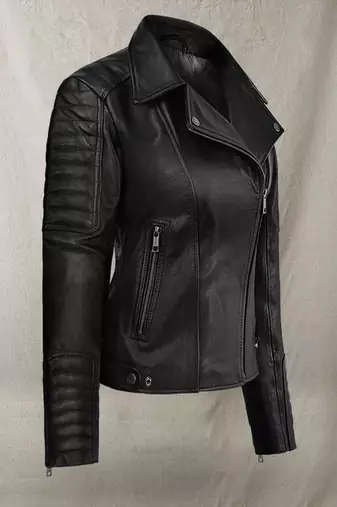 women's genuine lambskin leather jacket classic zip up style stylish