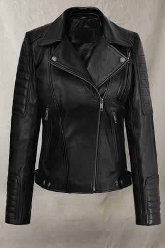 women's genuine lambskin leather jacket classic zip up style stylish