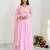 Blush pink georgette flared anarkali suit set with dupatta