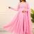 Blush pink georgette flared anarkali suit set with dupatta