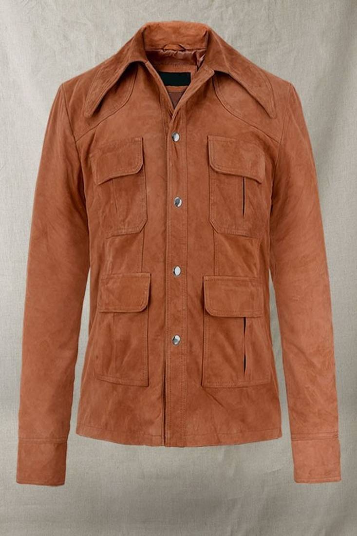 Women’s brown lambskin leather jacket minimalist zip front casual style