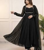  georgette flared anarkali suit with dupatta set