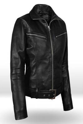 women's black lambskin leather biker jacket classic moto zip style authentic original 1
