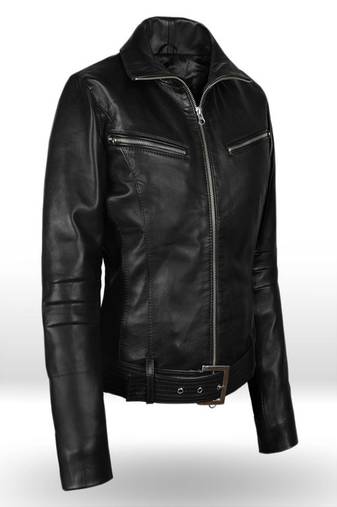 women's black lambskin leather biker jacket classic moto zip style authentic original