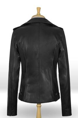 women's black lambskin leather biker jacket classic moto zip style authentic original 3