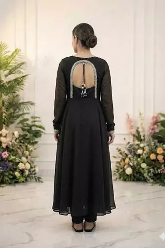 georgette flared anarkali suit with dupatta set