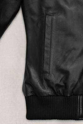 women's black lambskin leather biker jacket hooded biker silhouette 2