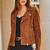 Women’s stylish brown suede leather jacket genuine lambskin western pockets