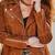 Women’s stylish brown suede leather jacket genuine lambskin western pockets