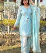 New  solid punjabi salwar kurti set with golden lace work kurta set