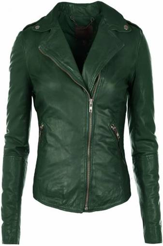 women's green lambskin leather biker jacket classic moto zip style