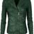 Women’s real lambskin green leathe rjacket with 2 zip pockets western style motorcycle
