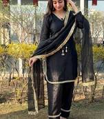 New  solid punjabi salwar kurti set with golden lace work kurta set