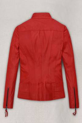 women's red lambskin leather jacket classic zip up style 2