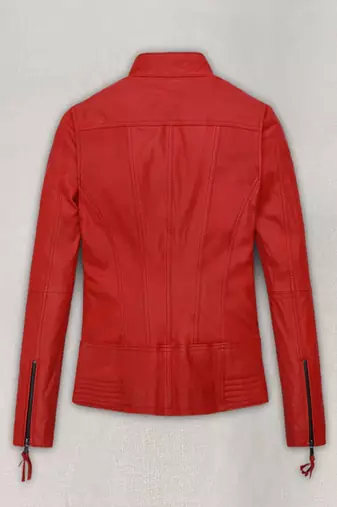women's red lambskin leather jacket classic zip up style
