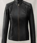 Women's  black  lambskin leather jacket-zipper & café racer jacket  style