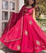 New womens trending  flared anarkali suit with gold floral embroidery gown set