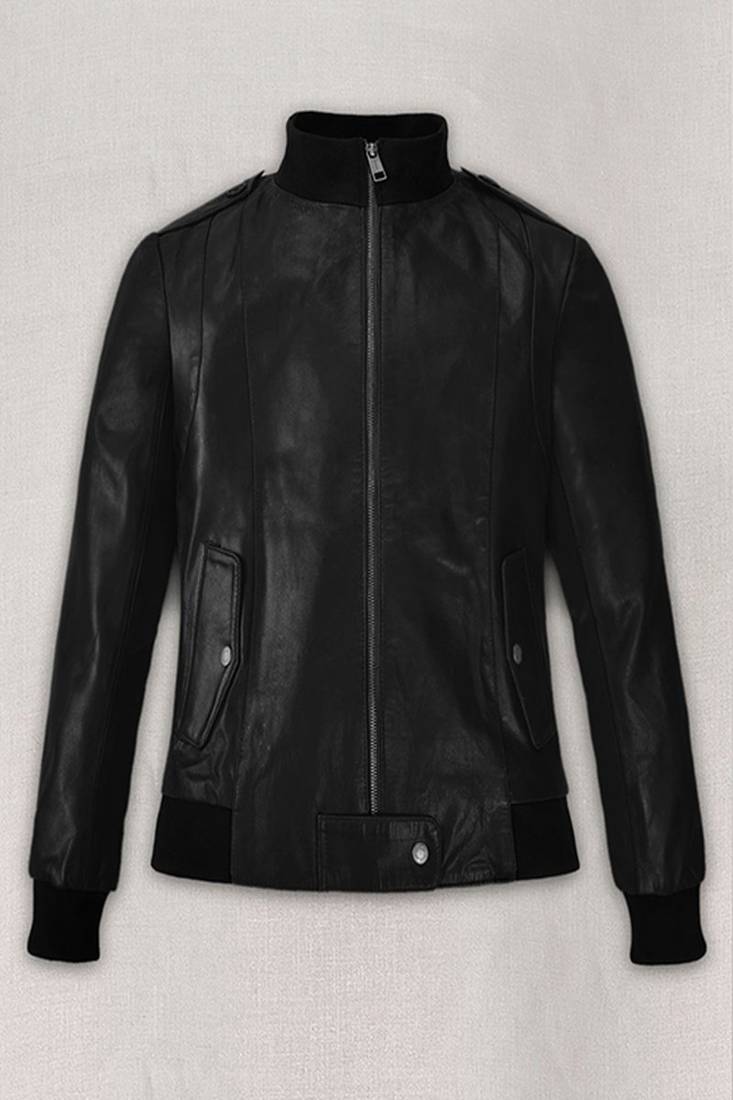 Women's  black  lambskin leather jacket- 2 pocket  & café racer jacket  style