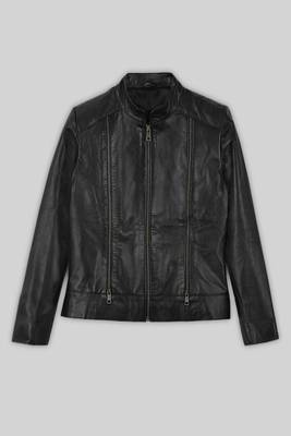 women's black lambskin leather jacket classic zip up style sophisticated 1