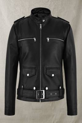 women's black premium lambskin leather jacket adjustable belted waist 1