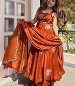 New womens trending  flared anarkali suit with gold floral embroidery gown set