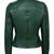 Women olive green genuine leather jacket- straight zipper style