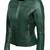 Women olive green genuine leather jacket- straight zipper style
