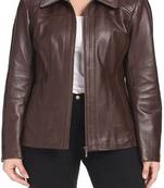 Women tan brown genuine leather jacket slim fit handmade premium lambskin