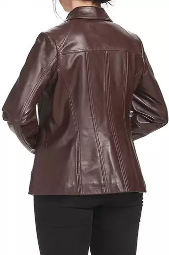 women's brown lambskin leather jacket classic zip up style authentic