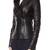 Women's  black  lambskin leather jacket-cross zipper & quilted shoulder style